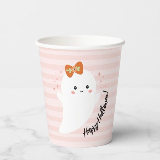 Kawaii Ghost Halloween Pappbecher (Rückseite)