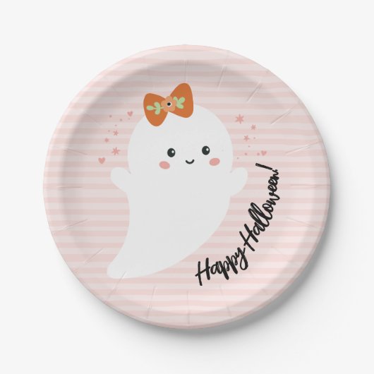 Kawaii Ghost Halloween Pappteller (Vorderseite)