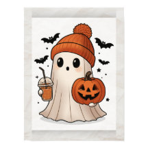 Kawaii Ghost Halloween Poster - Niedliche Mauer Ar