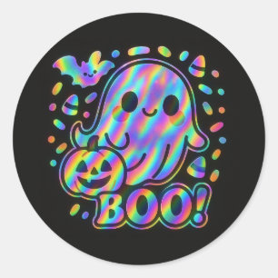 Kawaii Ghost Halloween Sticker mit Pumpkin & Bat