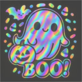 Kawaii Ghost Halloween Sticker mit Pumpkin & Bat (Vorderseite)