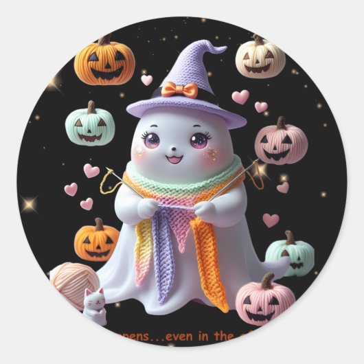 *Kawaii Ghost Knitting Sticker - Niedliches Hallow (Vorderseite)