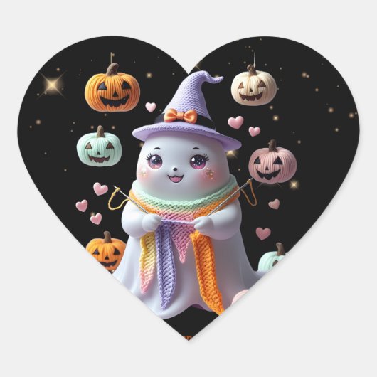 *Kawaii Ghost Knitting Sticker - Niedliches Hallow (Vorderseite)