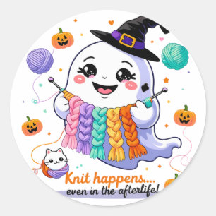 Kawaii Ghost Knitting Sticker - Niedliches Hallowe