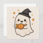 Kawaii Ghost mit Halloween Candy Einladung (Vorne/Hinten)