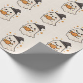 Kawaii Ghost mit Halloween Candy Geschenkpapier (Ecke)