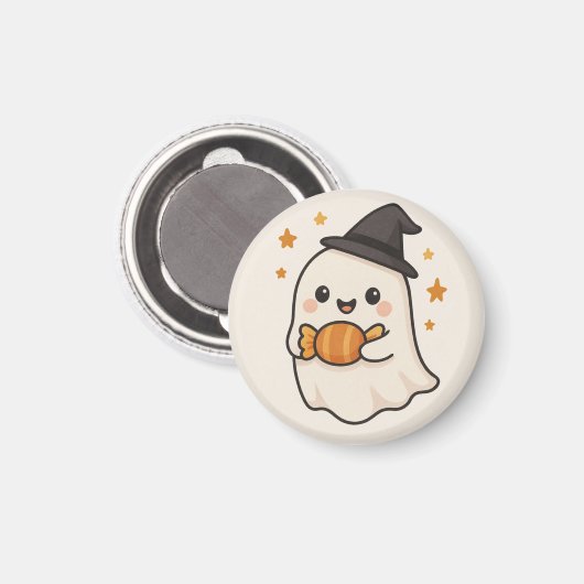 Kawaii Ghost mit Halloween Candy Magnet (Vorderseite/Rückseite)
