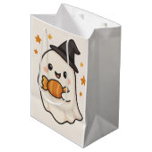 Kawaii Ghost mit Halloween Candy Mittlere Geschenktüte (Vorderseite Schrägansicht)