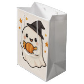 Kawaii Ghost mit Halloween Candy Mittlere Geschenktüte (Rückseite Schrägansicht)