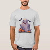 Kawaii Ghost Niedlicher Cartoon Design mit abgerun T-Shirt (Vorderseite)
