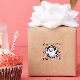Kawaii Ghost Paper & Party Teller - Niedliches Pat Quadratischer Aufkleber