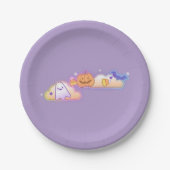 Kawaii Ghost, Pumpkin & Bat Halloween Paper Plate Pappteller (Vorderseite)