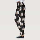 Kawaii Ghost & Pumpkin Floral Halloween Muster Leggings (Links)