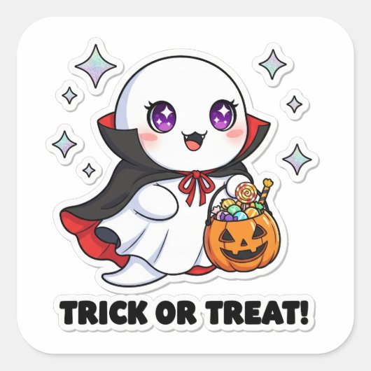 Kawaii Ghost Sticker - Niedlicher Halloween-Geist (Vorderseite)
