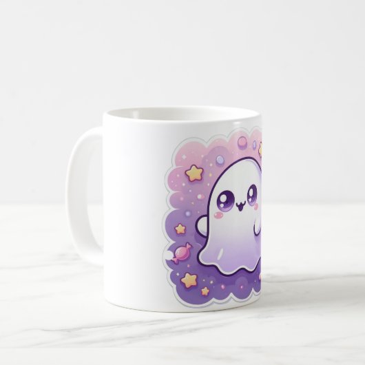 Kawaii Ghost Tasse Niedlich Pastell Halloween Kaff (Vorderseite Links)