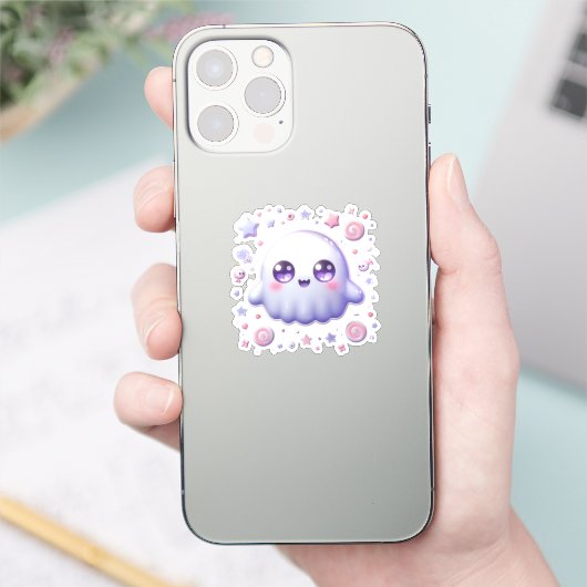 Kawaii Ghost Vinyl Sticker - Niedliche Pastel Hall (Telefon)