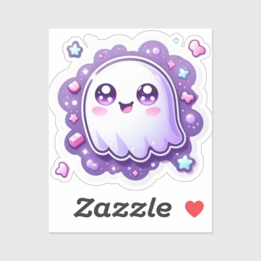 Kawaii Ghost Vinyl Sticker - Niedliche Pastel Hall (Blatt)
