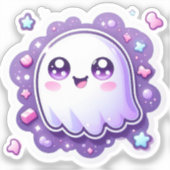 Kawaii Ghost Vinyl Sticker - Niedliche Pastel Hall (Vorderseite)