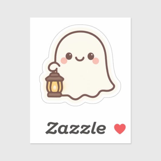 Kawaii Ghost with Lantern - Niedlich Spirit Design Aufkleber (Blatt)