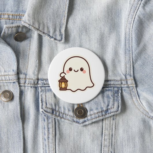 Kawaii Ghost with Lantern - Niedlich Spirit Design Button (Beispiel)