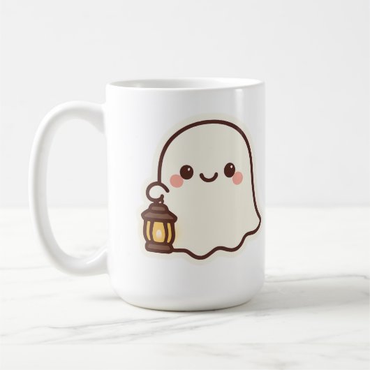 Kawaii Ghost with Lantern - Niedlich Spirit Design Kaffeetasse (Links)