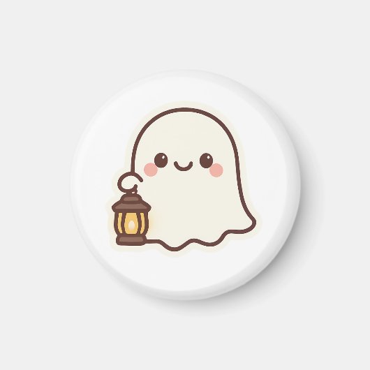 Kawaii Ghost with Lantern - Niedlich Spirit Design Magnet (Vorne)