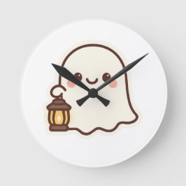 Kawaii Ghost with Lantern - Niedlich Spirit Design Runde Wanduhr