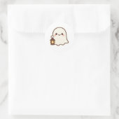 Kawaii Ghost with Lantern - Niedlich Spirit Design Runder Aufkleber (Tasche)