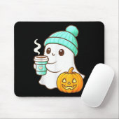 Kawaii Ghost With Pumpkin Coffee Cozy Halloween Au Mousepad (Mit Mouse)