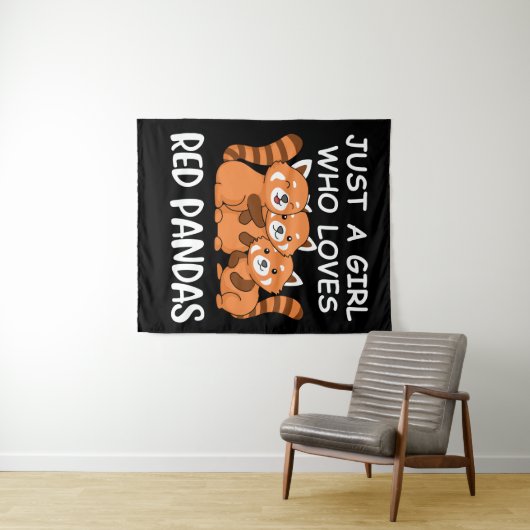 Kawaii gibt Frauen nur ein Mädchen, das Red Pandas Wandteppich (Beispiel (Horizontal))