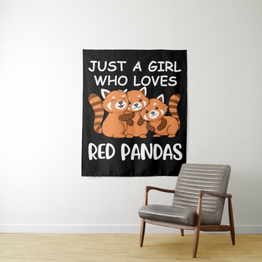 Kawaii gibt Frauen nur ein Mädchen, das Red Pandas Wandteppich (Beispiel)