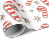 Kawaii Ginger Brot Cookie Geschenkpapier (Rolleneckpunkt)