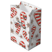 Kawaii Ginger Brot - Frohe Weihnachten Mittlere Geschenktüte (Vorderseite Schrägansicht)