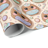 Kawaii Gingerbread Crew Geschenkpapier (Rolleneckpunkt)