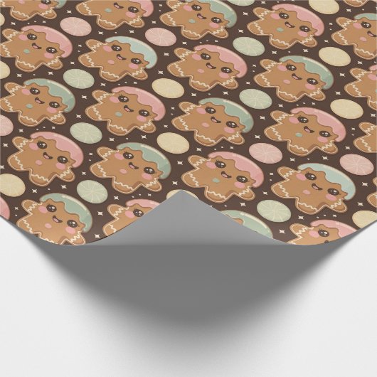 Kawaii Gingerbread Crew Geschenkpapier (Ecke)