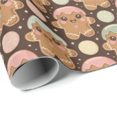 Kawaii Gingerbread Crew Geschenkpapier (Rolleneckpunkt)