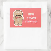 Kawaii Gingerbread Man Christmas Rechteckiger Aufkleber (Tasche)