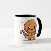 Kawaii Gingerbread Man Cute Christmas Coffee Mug Tasse (VorderseiteRechts)