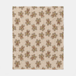 Kawaii Gingerbread Man Pattern Fleecedecke