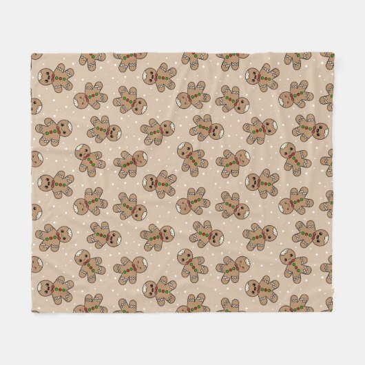Kawaii Gingerbread Man Pattern Fleecedecke (Vorderseite (Horizontal))