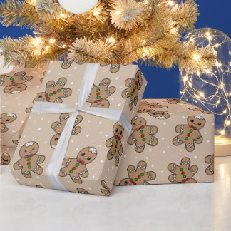 Kawaii Gingerbread Man Pattern Geschenkpapier