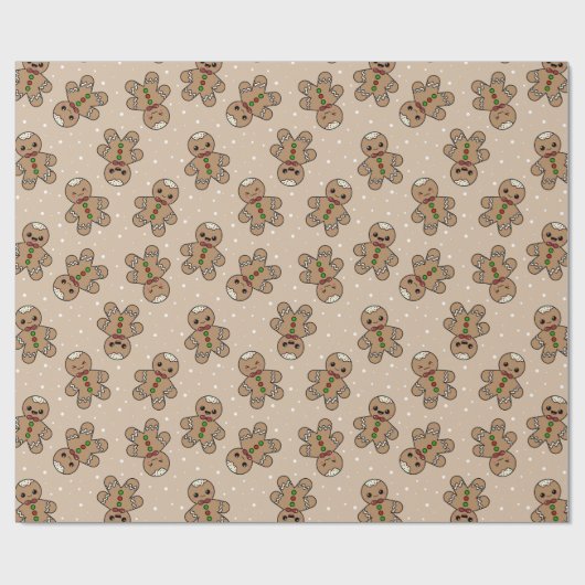 Kawaii Gingerbread Man Pattern Geschenkpapier (Flach)