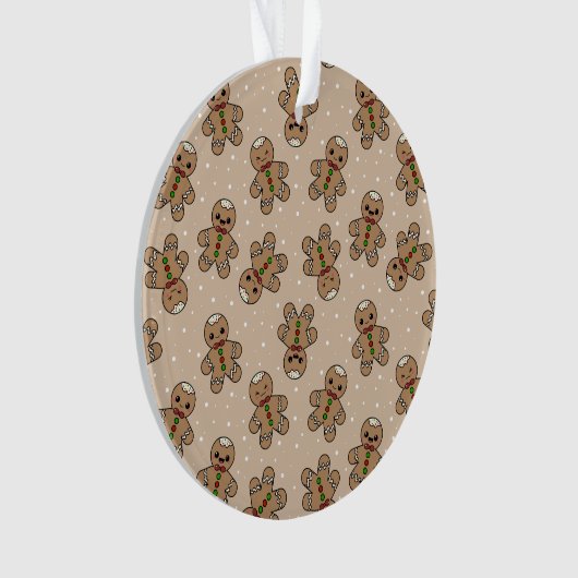 Kawaii Gingerbread Man Pattern Ornament (Vorderseite)