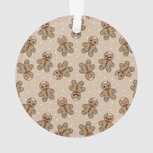 Kawaii Gingerbread Man Pattern Ornament (Rückseite)