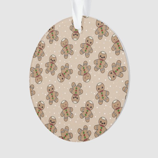 Kawaii Gingerbread Man Pattern Ornament (Vorderseite)