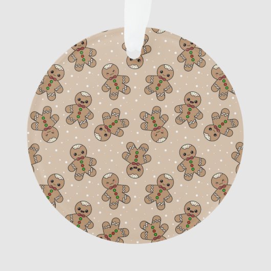 Kawaii Gingerbread Man Pattern Ornament (Vorderseite)
