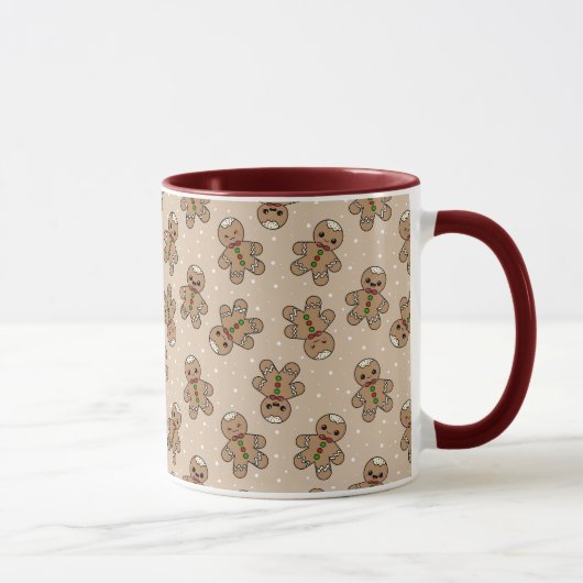 Kawaii Gingerbread Man Pattern Tasse (Rechts)