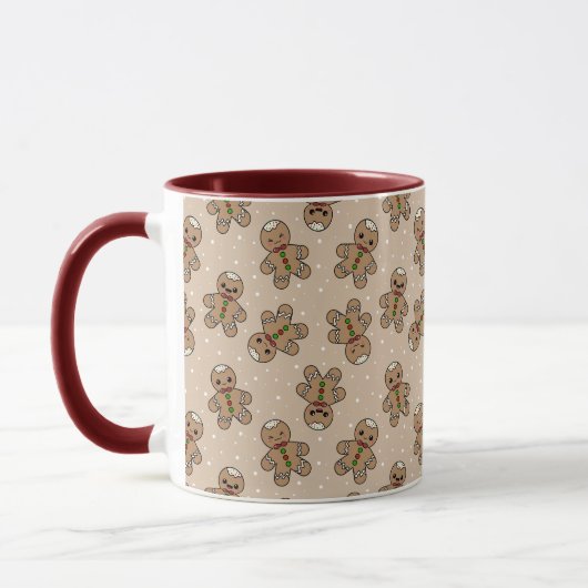 Kawaii Gingerbread Man Pattern Tasse (Links)