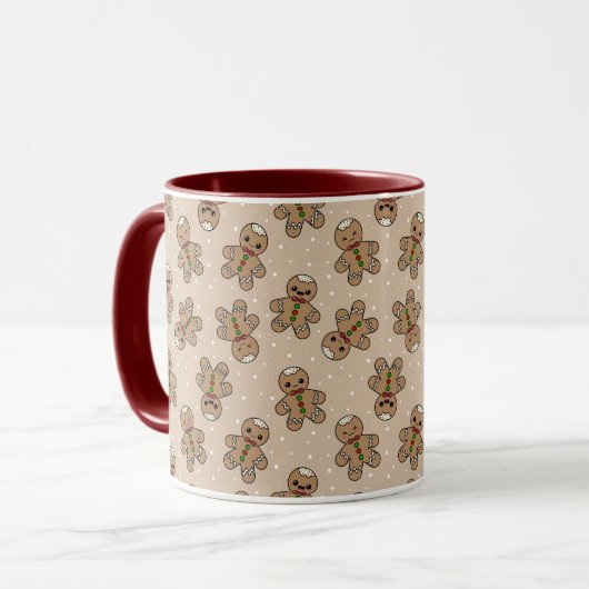 Kawaii Gingerbread Man Pattern Tasse (Vorderseite Links)