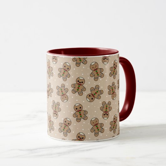 Kawaii Gingerbread Man Pattern Tasse (VorderseiteRechts)